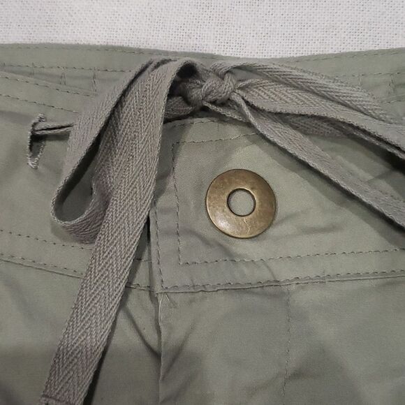Contrast Pant Womens sz Medium Cargo Wide Leg Olive Khaki Cotton Hippie Bohemian - Picture 7 of 7